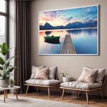 Quadros decorativos com Moldura Sala Quarto Pier Barco Paisagem Grande Hall
