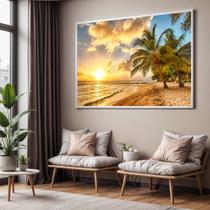 Quadros decorativos com Moldura Sala Quarto Praia Caribe Por do Sol Grande Hall Quadros decorativos com Moldura Sala Quarto Praia Caribe Por do Sol Grande Hall