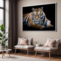 Quadros decorativos com Moldura Sala Quarto Tigre Paisagem Sol Grande Hall
