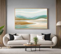 Quadros Decorativos com Moldura Suave Tons Claros para Sala Quarto e Escritório Horizontal Quadros Decorativos com Moldura Suave Tons Claros para Sala Quarto e Escritório Horizontal