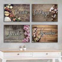 Quadros Decorativos Confio Entrego Aceito Agradeço kit 4 peças 20x30cm