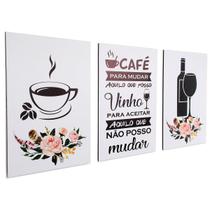 Quadros Decorativos Cozinha Café e Vinho Branco Copa Sala Àrea Gourmet PMG