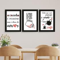 Quadros Decorativos Cozinha Frases Cantinho Café Kit 3 Peças