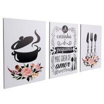 Quadros Decorativos Cozinha Panela e Talheres Branco Copa Sala Àrea Gourmet PMG