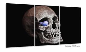 Quadros Decorativos Cranio Rock Caveira Quarto 120x60 3 peças Quadros Decorativos Cranio Rock Caveira Quarto 120x60 3 peças