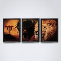 Quadros Decorativos Cristo Leão de Judá 20x30cm Quadros Decorativos Cristo Leão de Judá 20x30cm