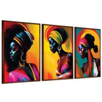 Quadros Decorativos CX Alta 40x60 3 unidades Mulheres Negras - Arte na Arte