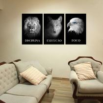 Quadros Decorativos DISCIPLINA EXECUÇÃO E FOCO Leão Lobo e Águia Sala Escritório Quarto Ambiente Moderno PMG Quadros Decorativos DISCIPLINA EXECUÇÃO E FOCO Leão Lobo e Águia Sala Escritório Quarto Ambiente Moderno PMG