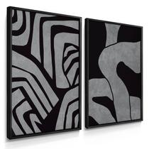 Quadros Decorativos Dupla Abstrato Cinza 55X40 Com Moldura Quadros Decorativos Dupla Abstrato Cinza 55X40 Com Moldura