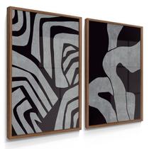 Quadros Decorativos Dupla Abstrato Cinza 55X40 Com Vidros Quadros Decorativos Dupla Abstrato Cinza 55X40 Com Vidros