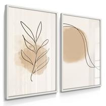 Quadros Decorativos Dupla Boho Bege Com Moldura