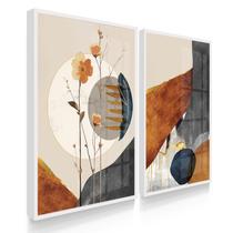 Quadros Decorativos Dupla Boho Neutro 55X40 Com Moldura Quadros Decorativos Dupla Boho Neutro 55X40 Com Moldura