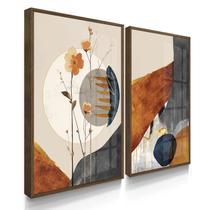 Quadros Decorativos Dupla Boho Neutro 55X40 Com Moldura