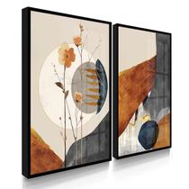 Quadros Decorativos Dupla Boho Neutro 55X40 Com Moldura Quadros Decorativos Dupla Boho Neutro 55X40 Com Moldura