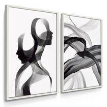 Quadros Decorativos Dupla Casal Abstrato 55X40 Com Moldura Quadros Decorativos Dupla Casal Abstrato 55X40 Com Moldura