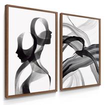 Quadros Decorativos Dupla Casal Abstrato 55X40 Com Moldura Quadros Decorativos Dupla Casal Abstrato 55X40 Com Moldura