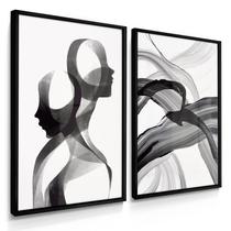 Quadros Decorativos Dupla Casal Abstrato 55X40 Com Vidros Quadros Decorativos Dupla Casal Abstrato 55X40 Com Vidros
