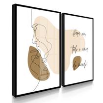 Quadros Decorativos Dupla Casal Escandinavo 55X40 Com Moldura Quadros Decorativos Dupla Casal Escandinavo 55X40 Com Moldura