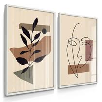 Quadros Decorativos Dupla Flores Escandinavo Com Moldura Quadros Decorativos Dupla Flores Escandinavo Com Moldura