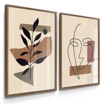 Quadros Decorativos Dupla Flores Escandinavo Com Moldura