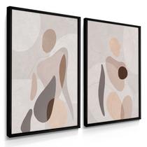 Quadros Decorativos Dupla Mulher Abstrato 55X40 Com Moldura