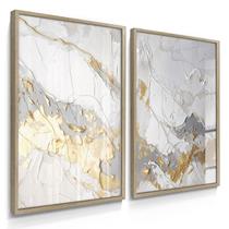 Quadros Decorativos Dupla Plaster Gold Com Moldura