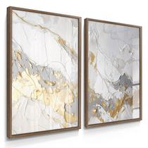 Quadros Decorativos Dupla Plaster Gold Com Moldura
