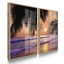 Quadros Decorativos Dupla Praia Roxa Com Moldura