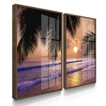 Quadros Decorativos Dupla Praia Roxa Com Moldura