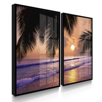 Quadros Decorativos Dupla Praia Roxa Com Moldura