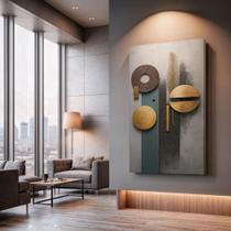 Quadros Decorativos Elementos Suspensos 90x60 Moderno Luxo Sala Quarto Escritório Quadros Decorativos Elementos Suspensos 90x60 Moderno Luxo Sala Quarto Escritório