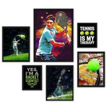 Quadros Decorativos Esporte Tênis Kit 6 Quadros Moldura
