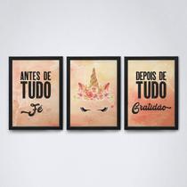 Quadros Decorativos Fé e Gratidão - Moldura Preta A4 20x30cm Quadros Decorativos Fé e Gratidão - Moldura Preta A4 20x30cm