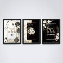 Quadros Decorativos Fé e Gratidão - Moldura Preta A4
