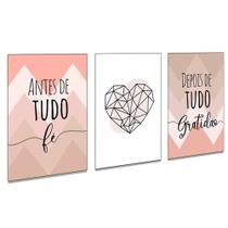 Quadros Decorativos Fé e Gratidão Sala Escritório Quarto Moderno Casal PMG