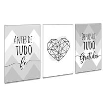 Quadros Decorativos Fé e Gratidão Sala Escritório Quarto Moderno Casal PMG