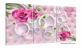 Quadros Decorativos Feminino Rosas Botanico Quarto 120x60 3 peças Quadros Decorativos Feminino Rosas Botanico Quarto 120x60 3 peças