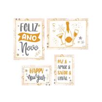 Quadros Decorativos Festa Ano Novo Reveillon 4 uni Quadros Decorativos Festa Ano Novo Reveillon 4 uni