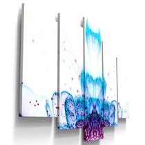 Quadros Decorativos Flor Azul Abstrato Vitral Sala