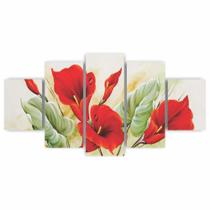 Quadros Decorativos Flor Copo de Leite Vermelho Floral Quarto
