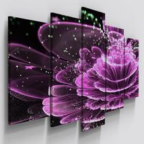 Quadros Decorativos Flor Roxo Digital Sala Quarto