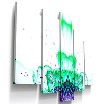 Quadros Decorativos Flor Verde Abstrato Vitral Sala