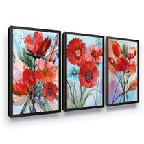 Quadros Decorativos Flora Flor Vermelha Sala Quarto Varanda - Looks Objetos de Arte