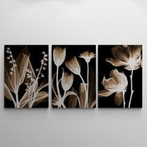 Quadros Decorativos Florais 20x30 Placas 3 Peças Kit56