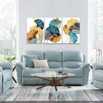 Quadros Decorativos Floral Abstrato Sala Quarto Grande Kit - 3 telas 60x90 cm - IQ Quadros