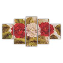 Quadros Decorativos Floral Flores Rosas Brancas e Vermelhas