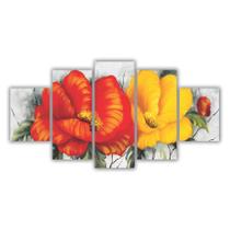 Quadros Decorativos Floral Flores Vermelhas e Amarelas 3 - x4adesivos