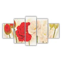Quadros Decorativos Floral Flores Vermelho e Branco