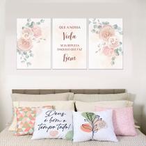 Quadros Decorativos Flores Frase Vida Faz Bem Escritório Quarto Ambiente Moderno PMG Quadros Decorativos Flores Frase Vida Faz Bem Escritório Quarto Ambiente Moderno PMG