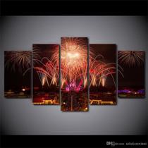 Quadros Decorativos Fogos De Artificios Mosaico 5 Peças